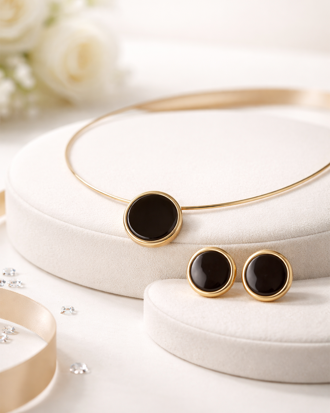 ✨ brinco circular resinado banhado a ouro 18k