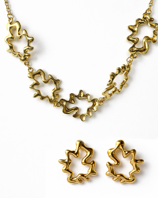 ✨ conjunto choker elo porugues pingentes organicos vazados