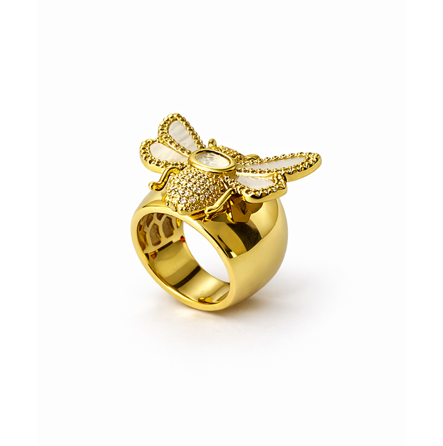 ✨ Anel regulável abelha em Ouro 18k