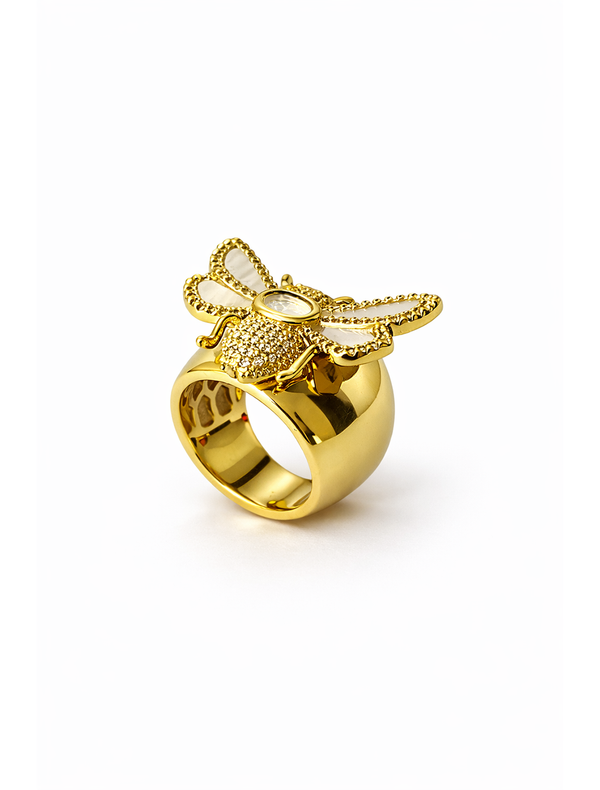 ✨ Anel regulável abelha em Ouro 18k