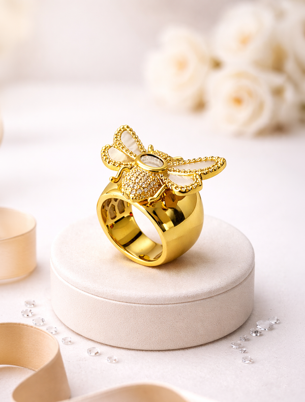 ✨ Anel regulável abelha em Ouro 18k