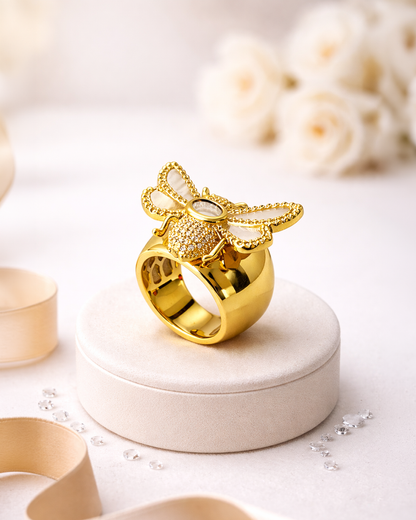 ✨ Anel regulável abelha em Ouro 18k