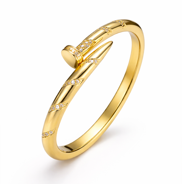 ✨ Bracelete articulado com detalhes cravejados em Ouro 18k